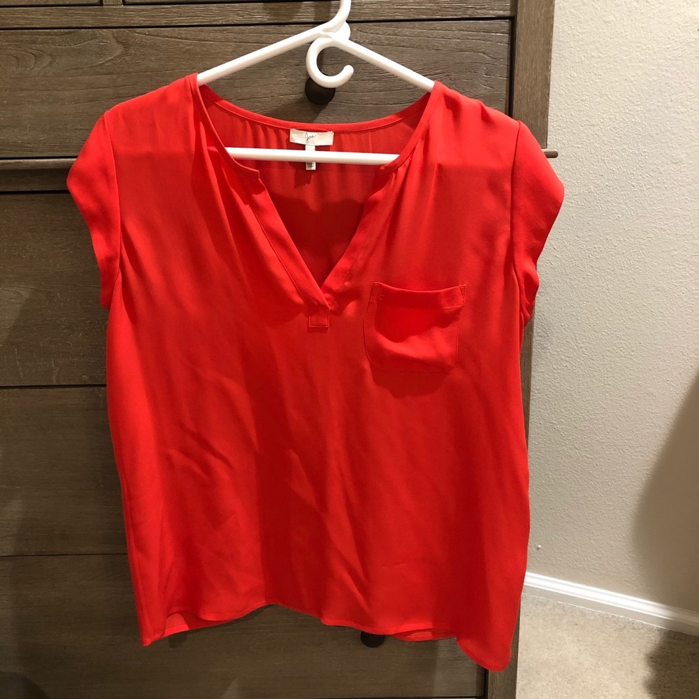 Joie red cap sleeve blouse- size S 100% silk